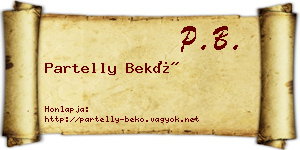 Partelly Bekő névjegykártya